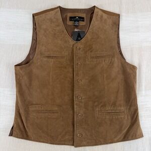 New Consensus Sportswear Men's Suede Leather Brown Vest Sz Large Western NWT   L